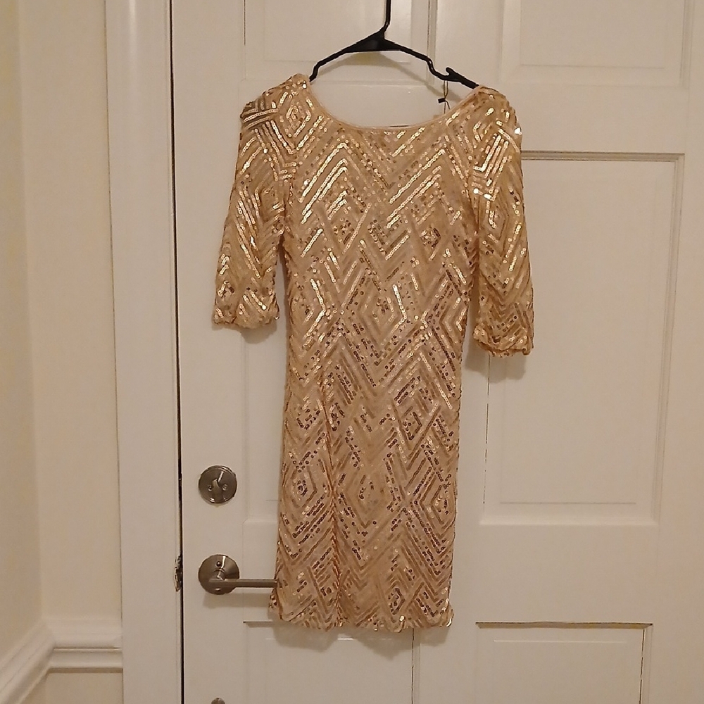 City Triangles Gold Sequin Mini Dress